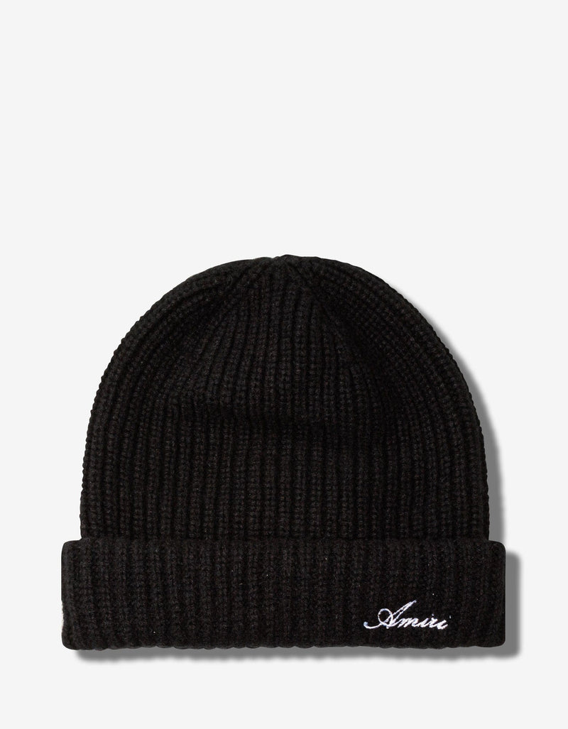 Amiri Amiri Black Cashmere Logo Beanie Hat