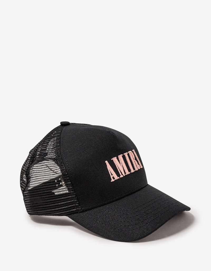 Amiri Amiri Black & Peach Core Logo Trucker Hat