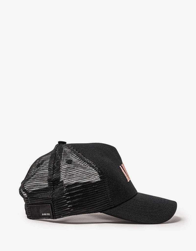 Amiri Amiri Black & Peach Core Logo Trucker Hat