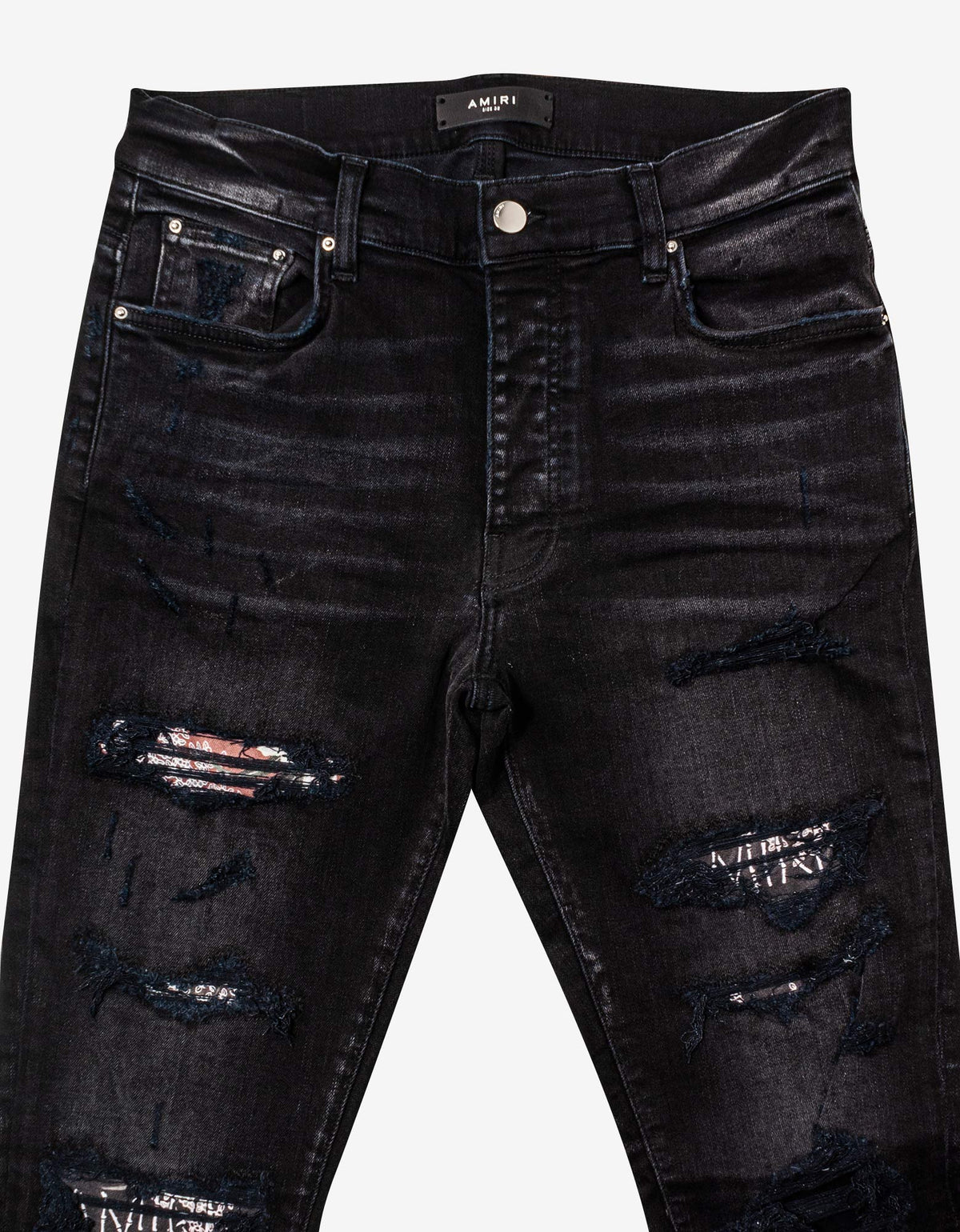 Amiri Amiri Hibiscus Artpatch Aged Black Jeans