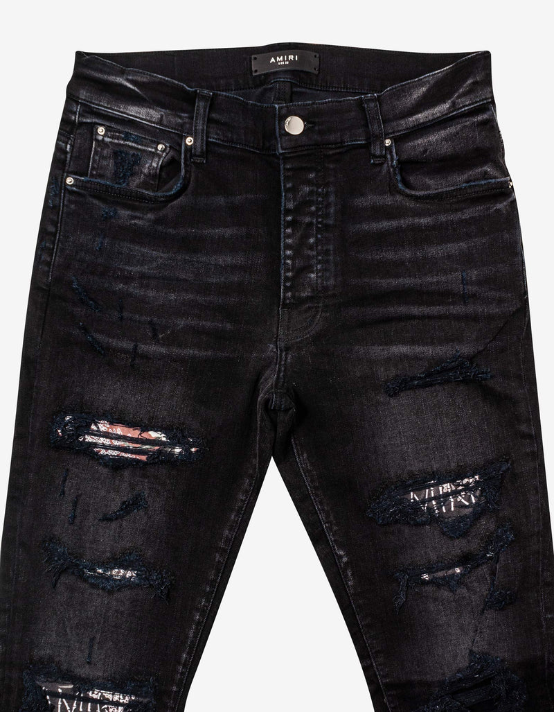 Amiri Amiri Hibiscus Artpatch Aged Black Jeans