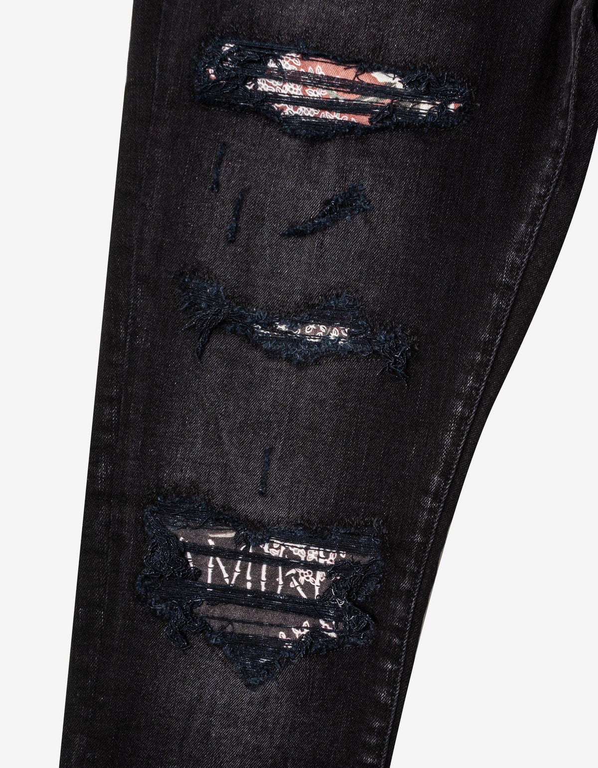 Amiri Amiri Hibiscus Artpatch Aged Black Jeans