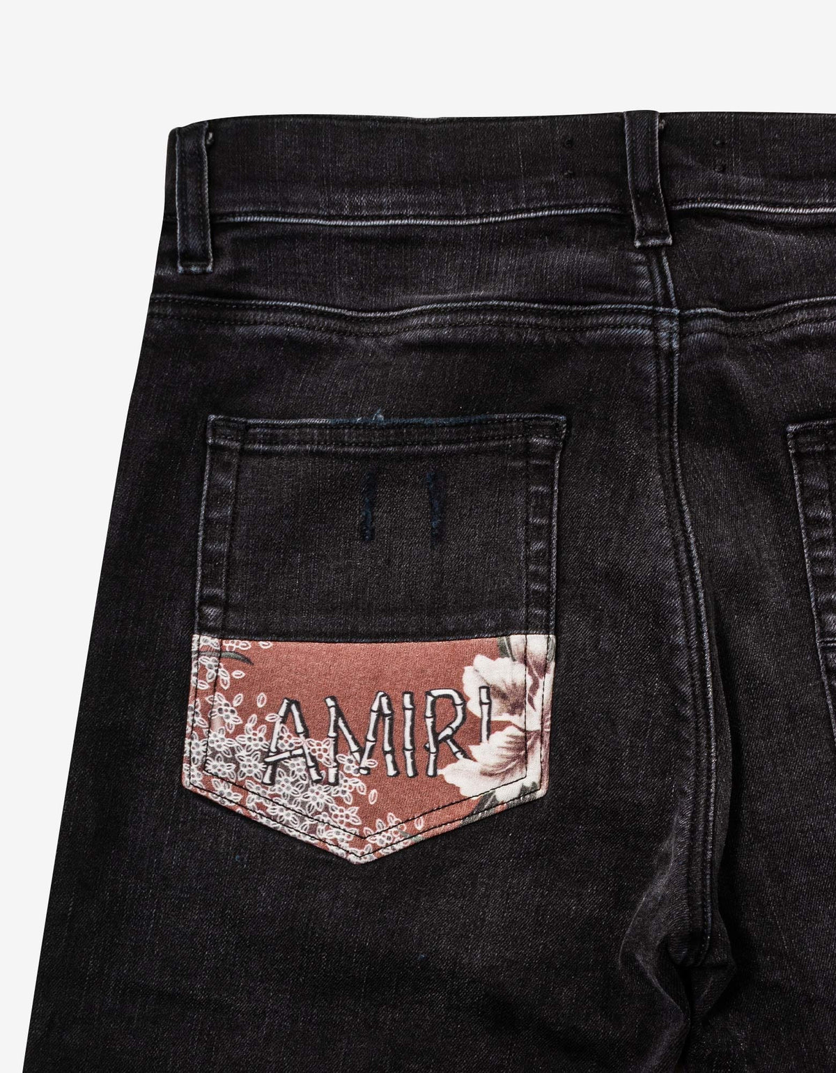 Amiri Amiri Hibiscus Artpatch Aged Black Jeans