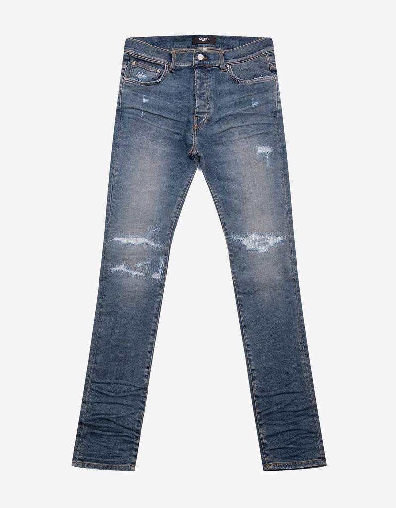 Amiri Amiri Jeans Fractured Blue Skinny