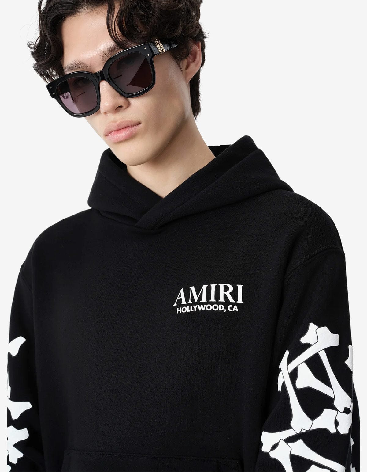 Amiri Black Bones Stacked Hoodie