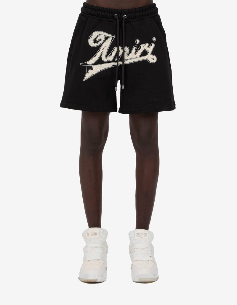 Amiri Black Distressed Logo Shorts