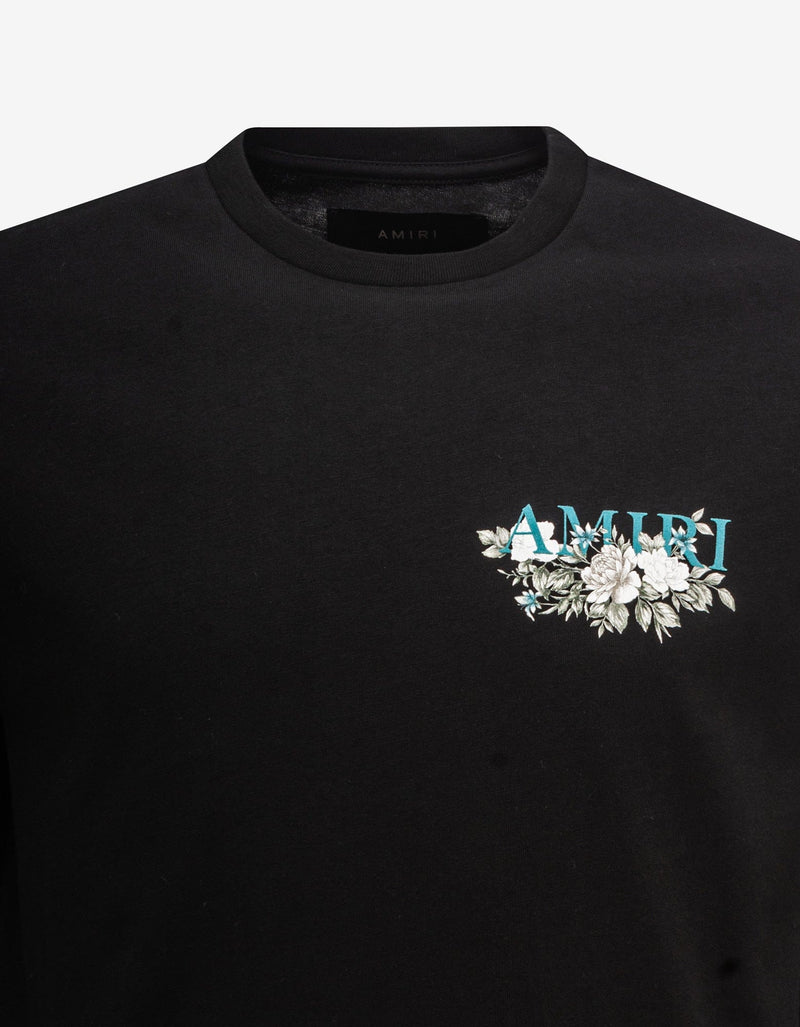 Amiri Black Floral Amiri Logo T-Shirt