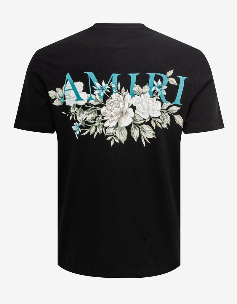 Amiri Black Floral Amiri Logo T-Shirt