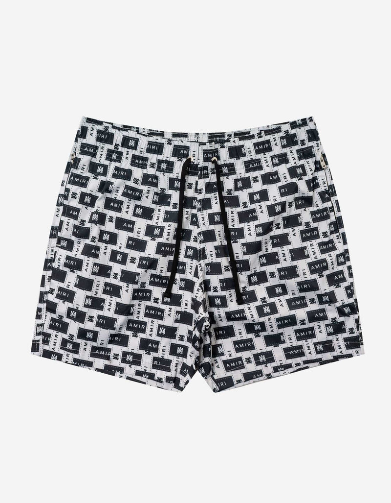 Amiri Black Interweave Logo Print Swim Shorts