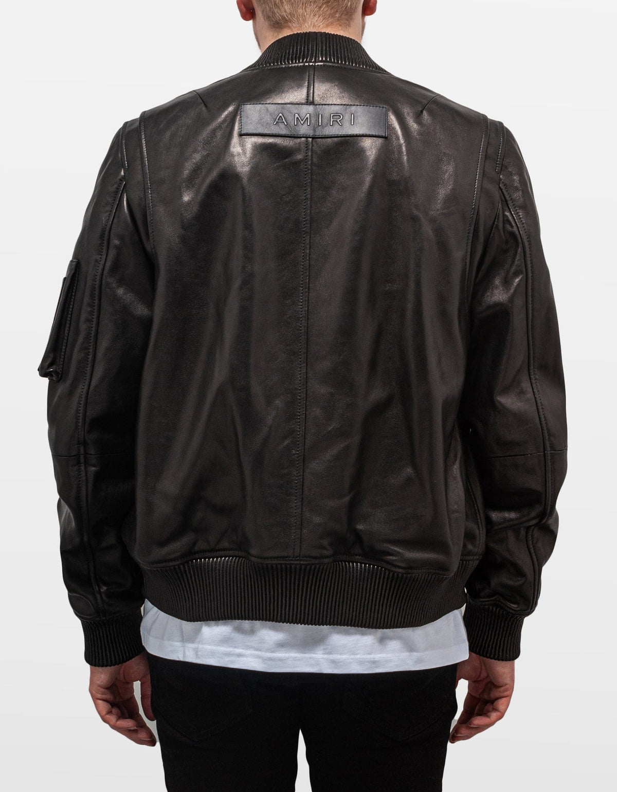 Amiri Black Leather Bomber Jacket