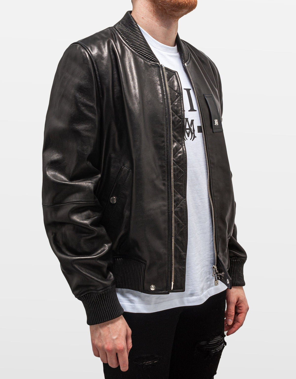 Amiri Black Leather Bomber Jacket