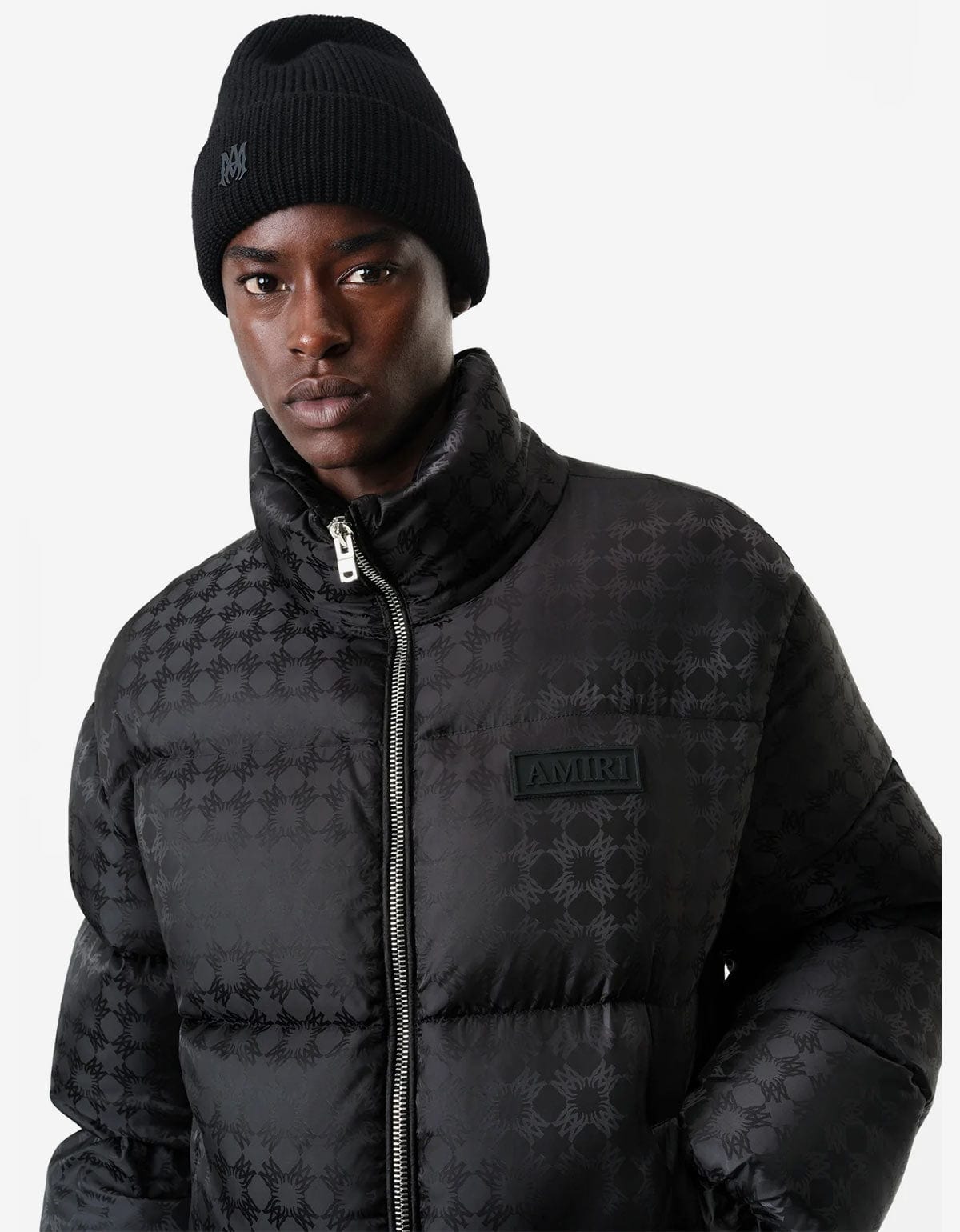 Amiri Black MA Quad Jacquard Down Jacket