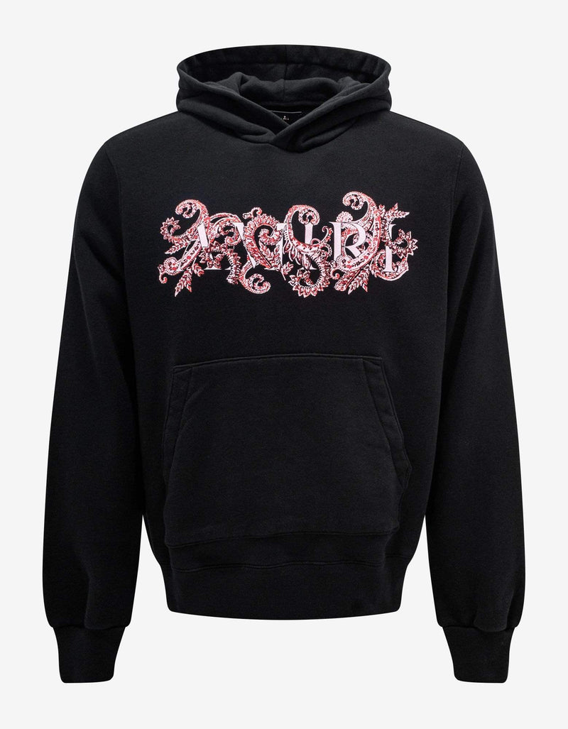 Amiri Black Paisley All-Over Logo Hoodie