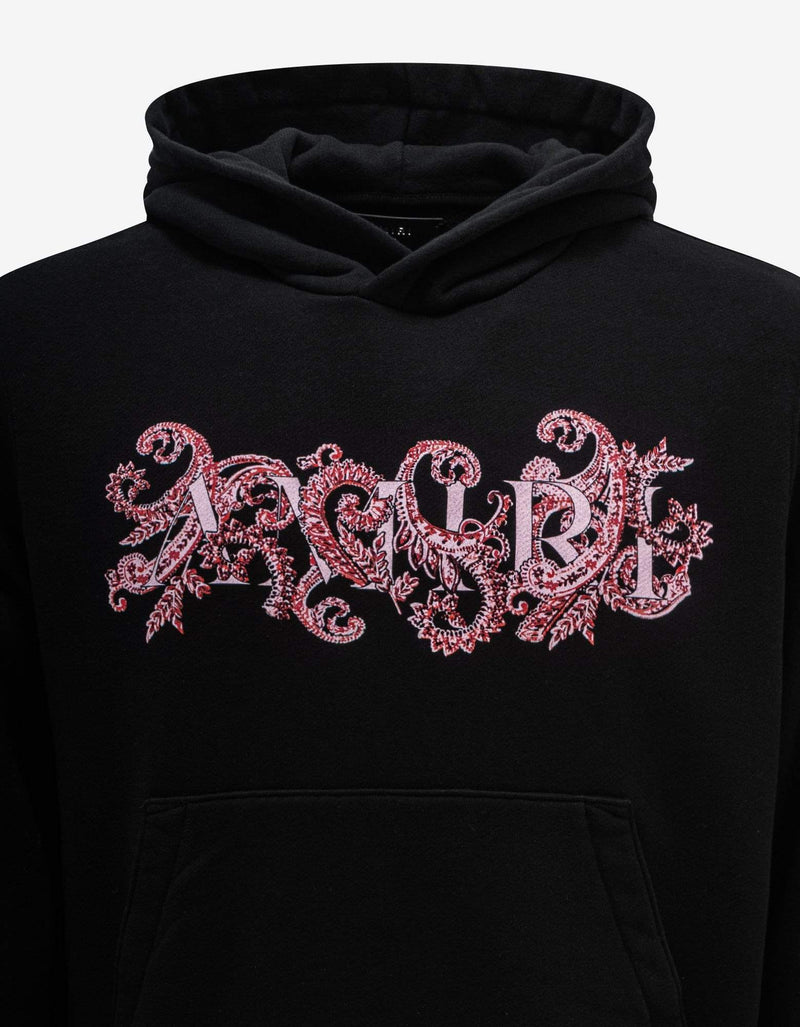 Amiri Black Paisley All-Over Logo Hoodie