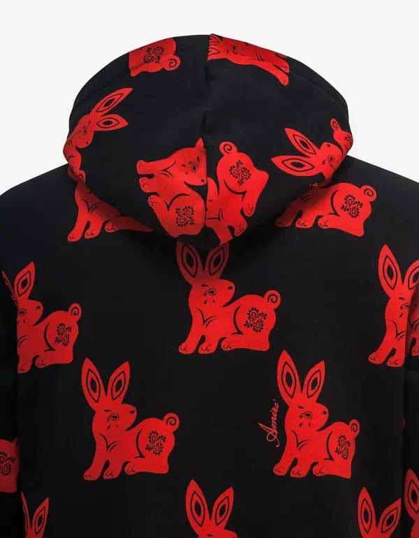 Amiri Black Rabbit Allover Hoodie