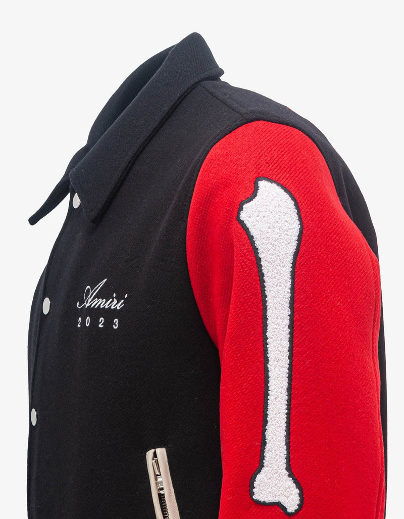 Amiri Black & Red Rabbit Bones Varsity Jacket