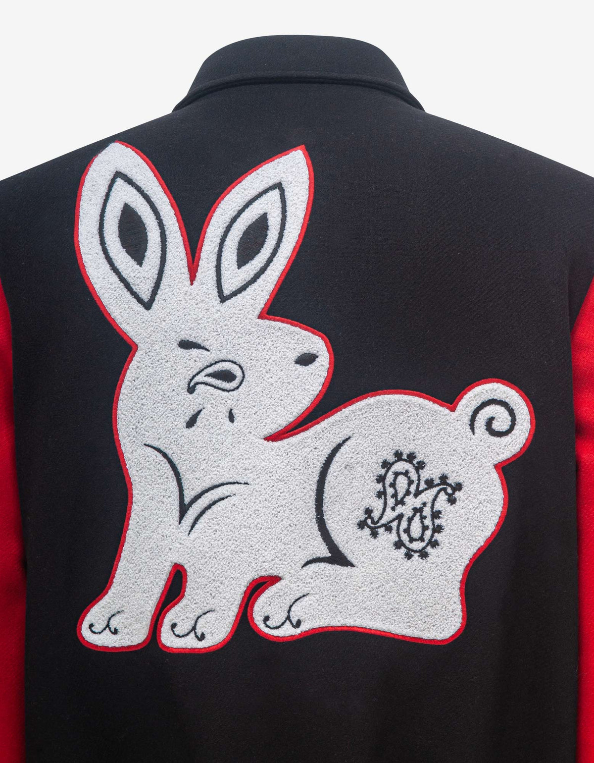 Amiri Black & Red Rabbit Bones Varsity Jacket