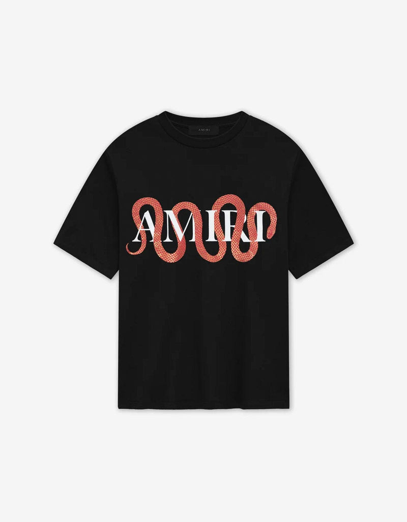 Amiri Black Snake Logo Print T-Shirt