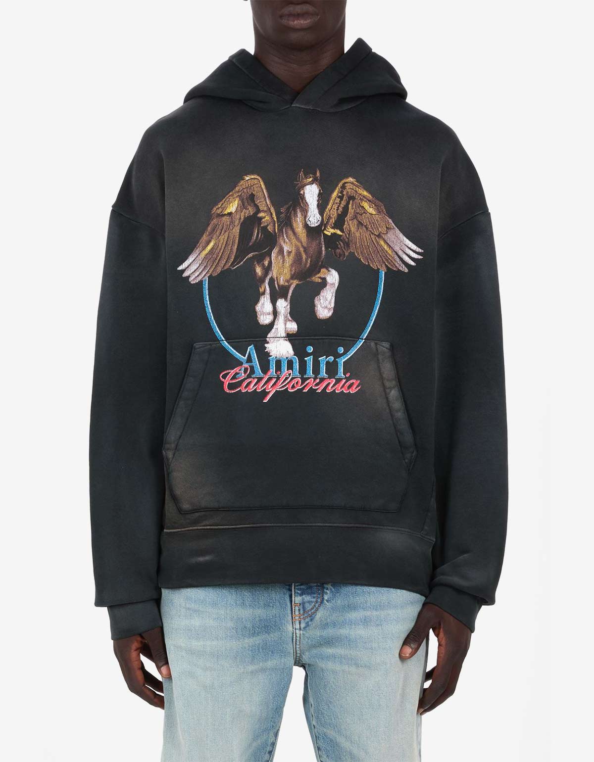 Amiri Black Vintage Wash Pegasus Hoodie