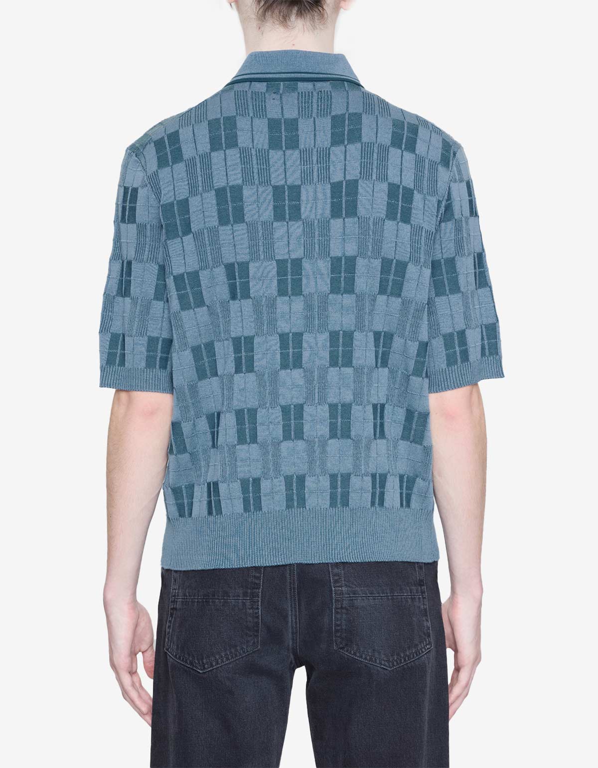 Amiri Blue Checkered Polo T-Shirt