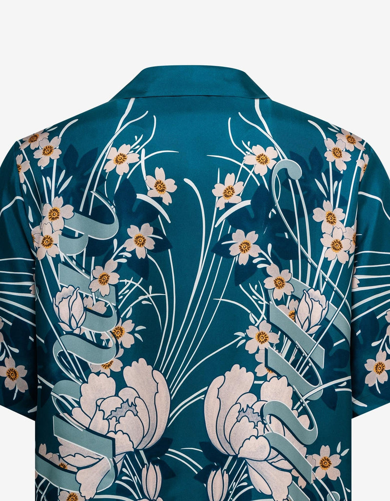 Amiri Blue Floral Bowling Shirt