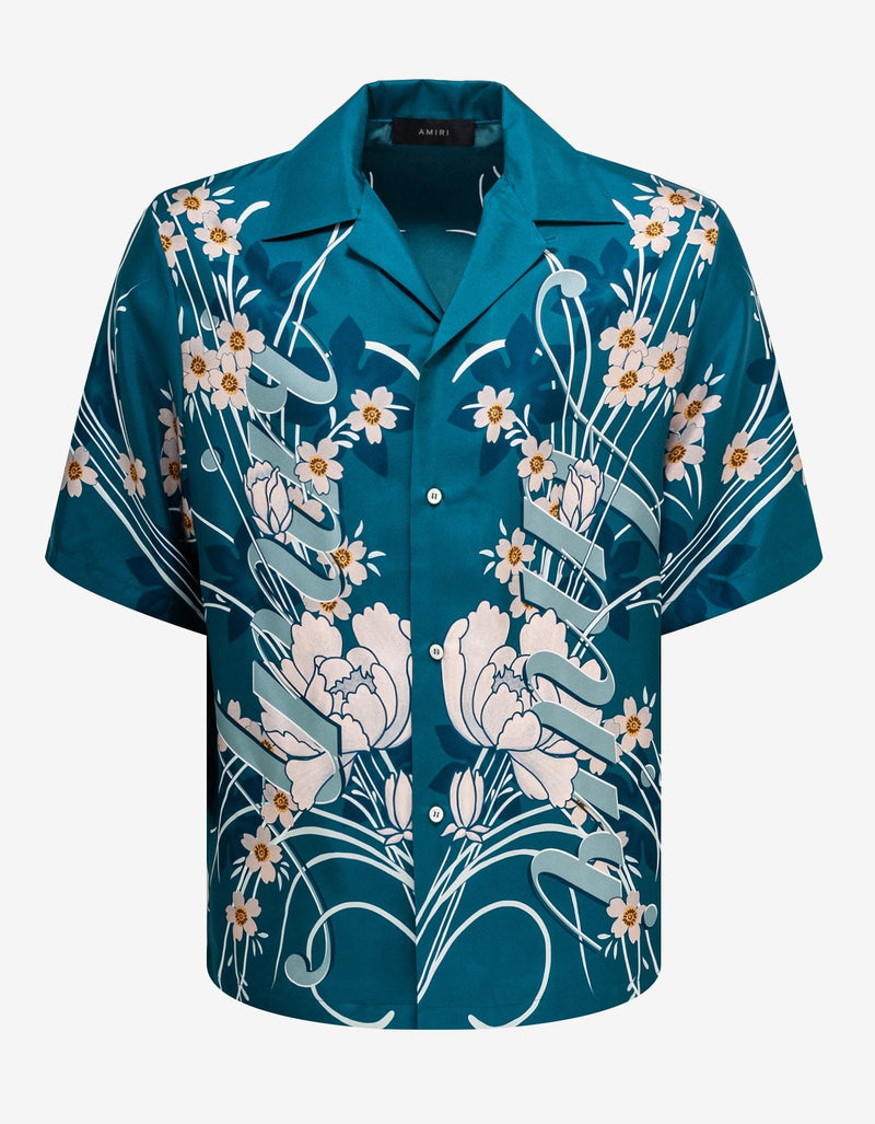 Amiri Blue Floral Bowling Shirt