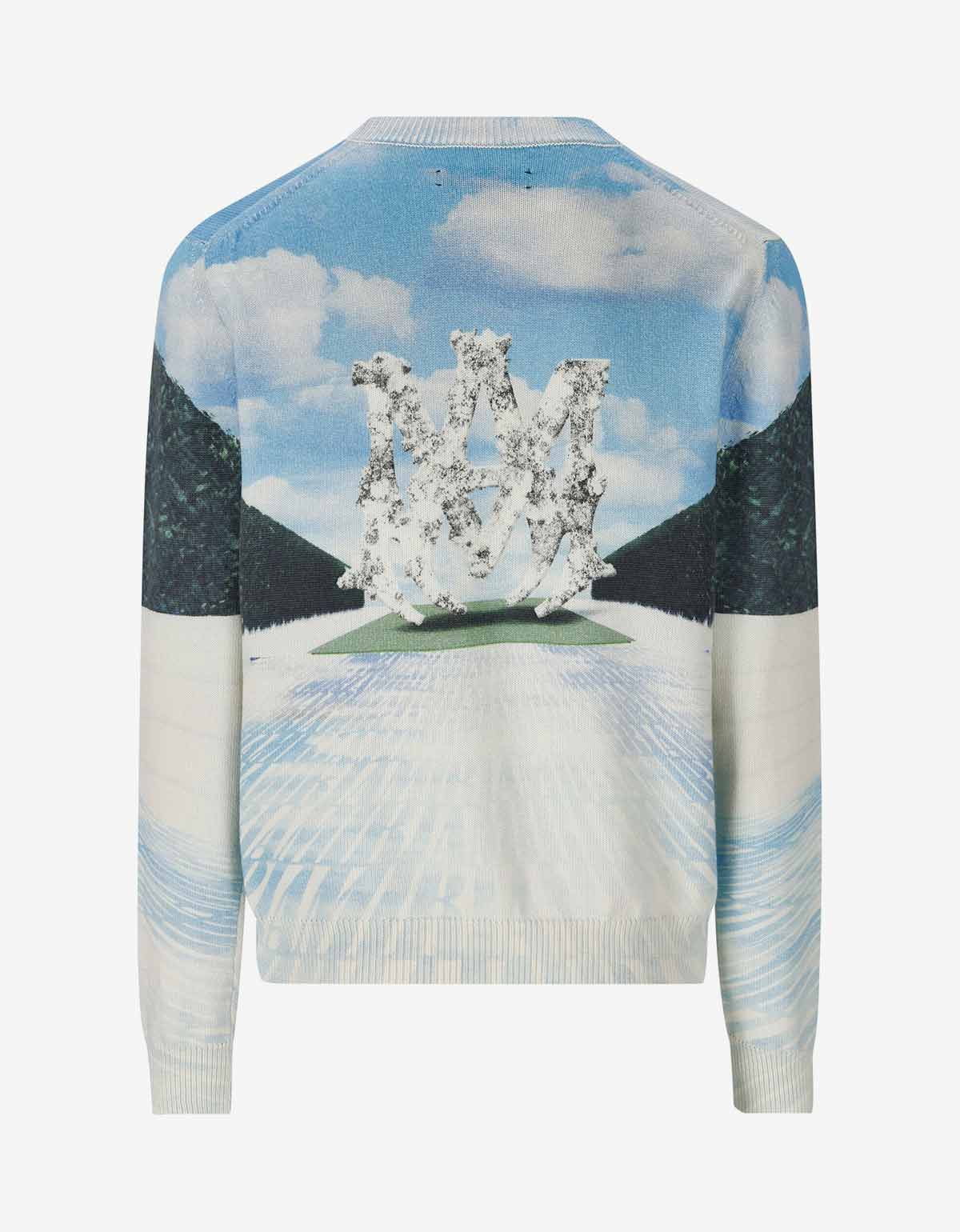 Amiri Blue Runway Logo Graphic Sweater