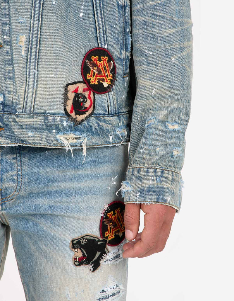 Amiri Blue Vintage Pegasus Trucker Jacket