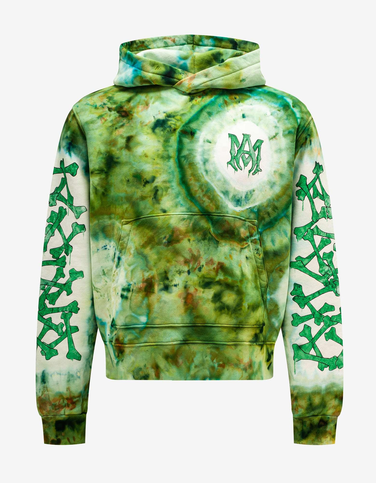 Amiri Green Tie Dye Bones Hoodie