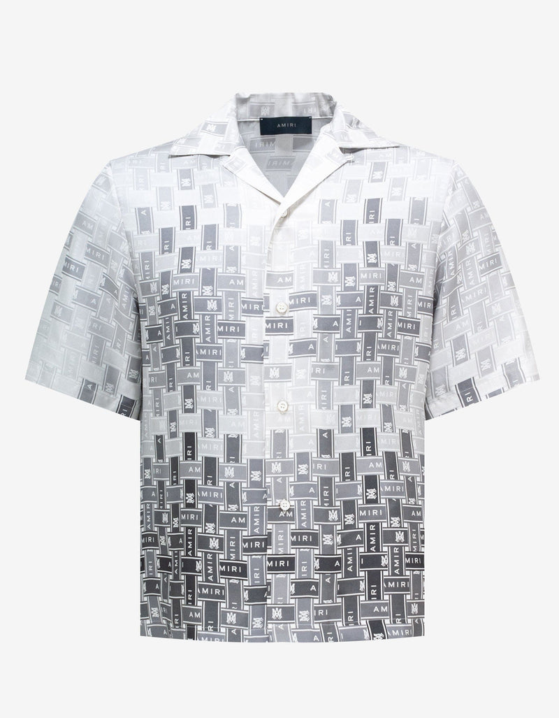 Amiri Grey Gradient Tape Bowling Shirt