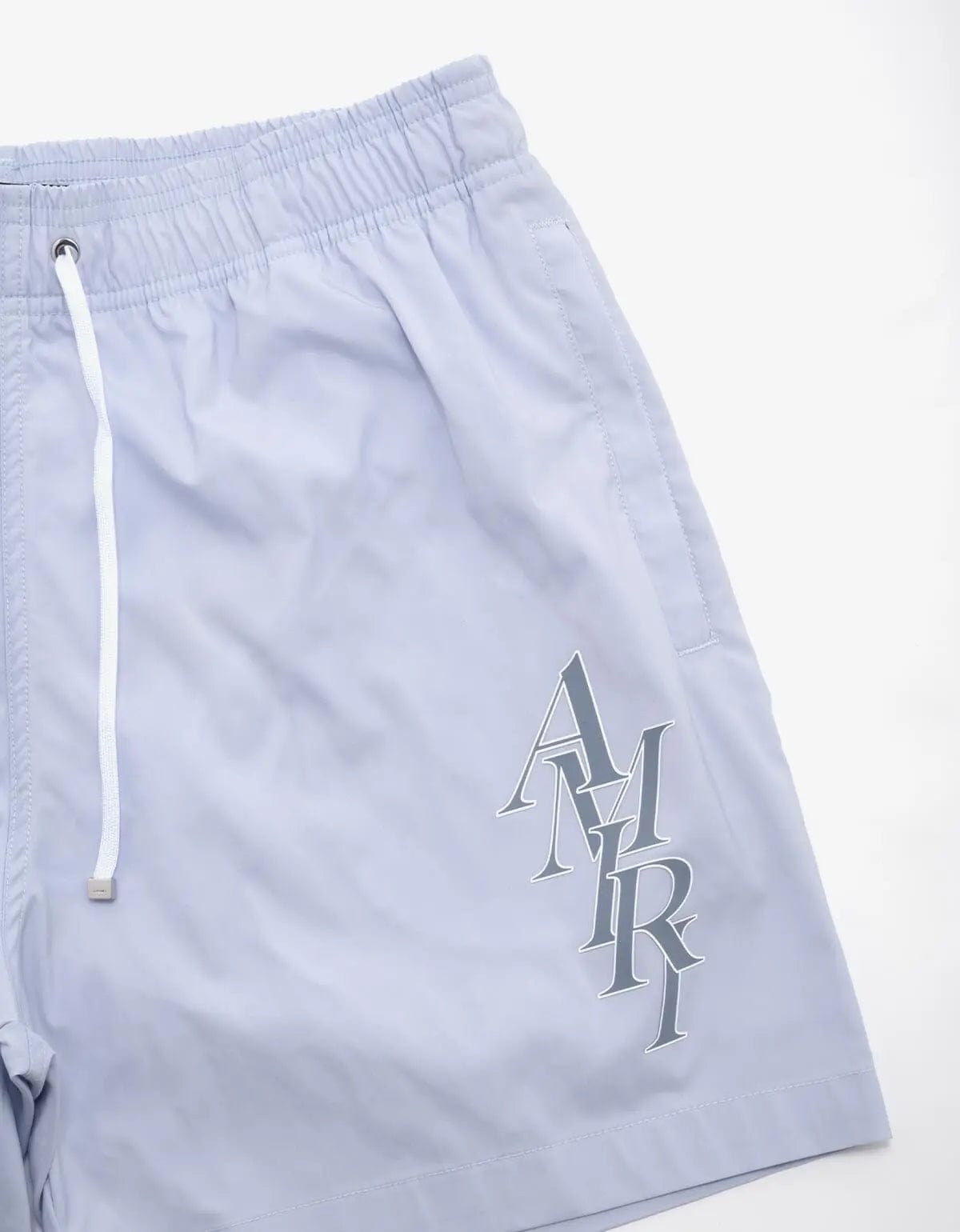 Amiri Grey Stack Logo Swim Shorts