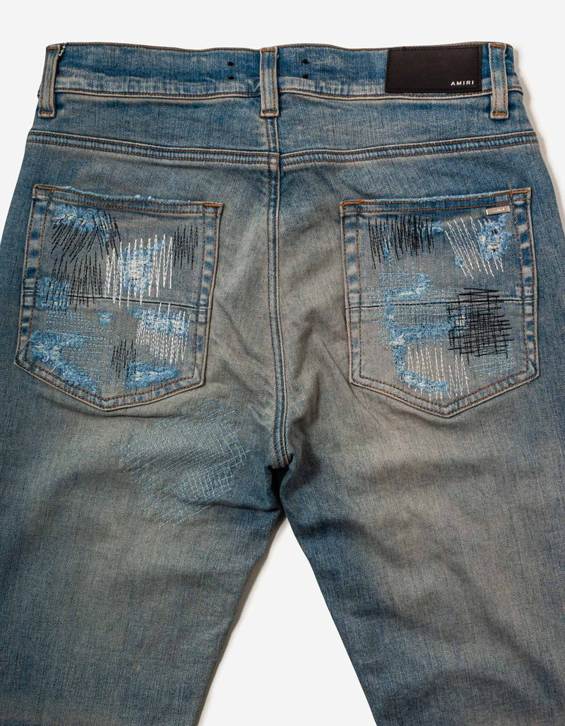 Amiri Jeans All Over Repair Clay Indigo