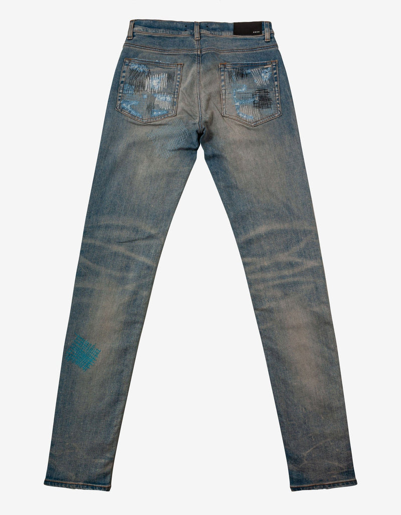 Amiri Jeans All Over Repair Clay Indigo