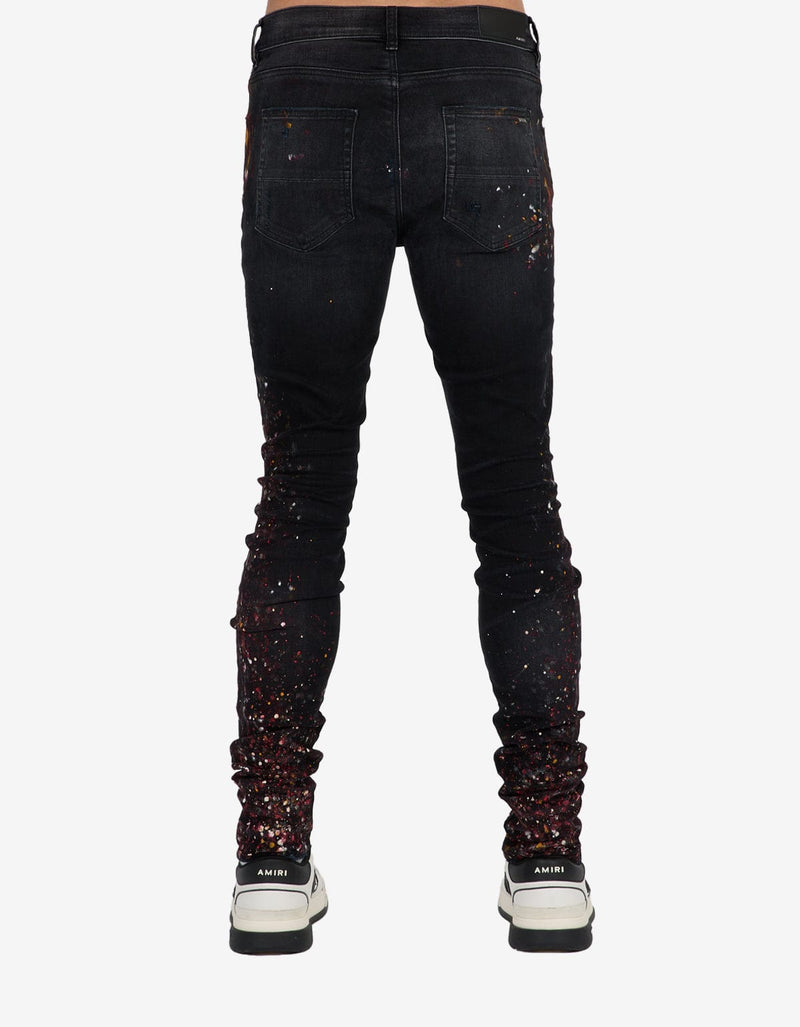 Amiri Paint Splatter Aged Black Jeans