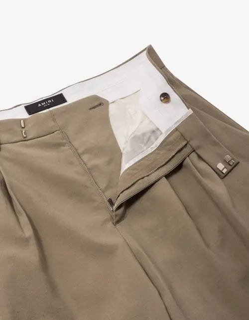 Amiri Tan Double Pleat Shorts