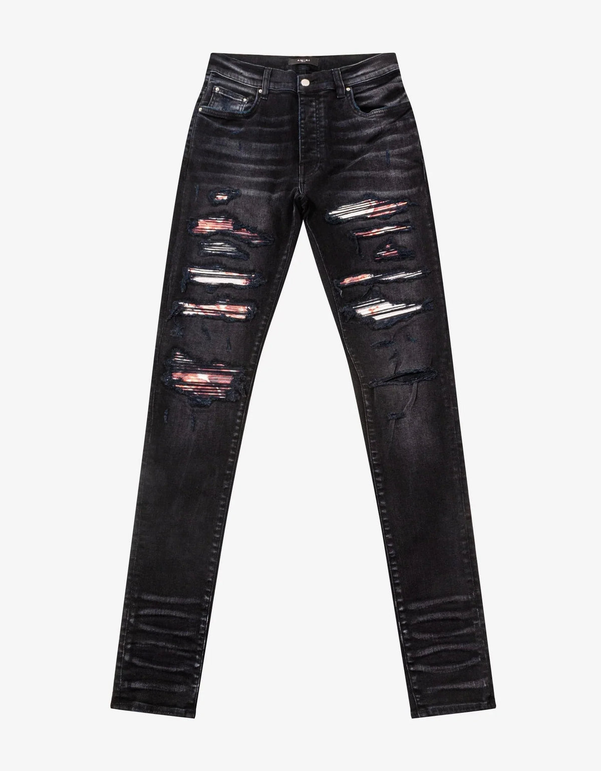 Amiri Jeans MX1 Red Bandana Aged Black