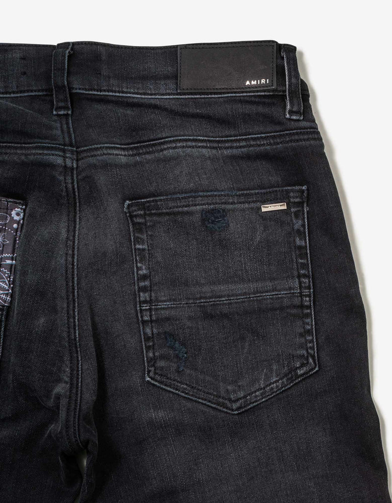 Amiri Vintage Bandana Artpatch Aged Black Jeans