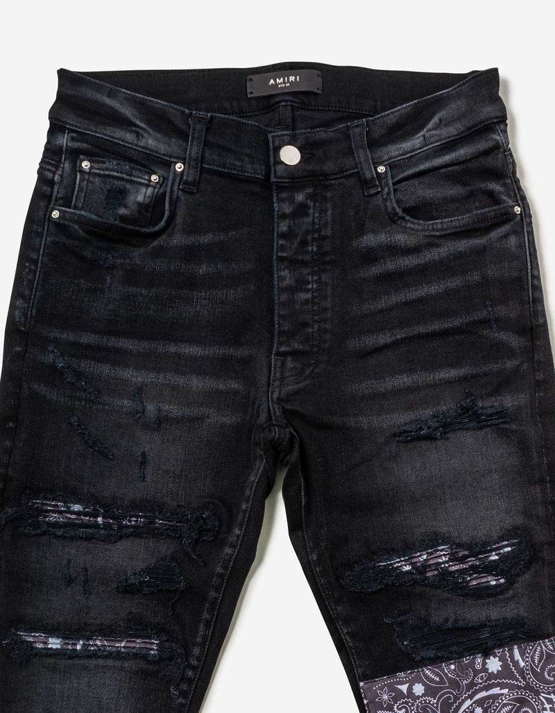 Amiri Vintage Bandana Artpatch Aged Black Jeans