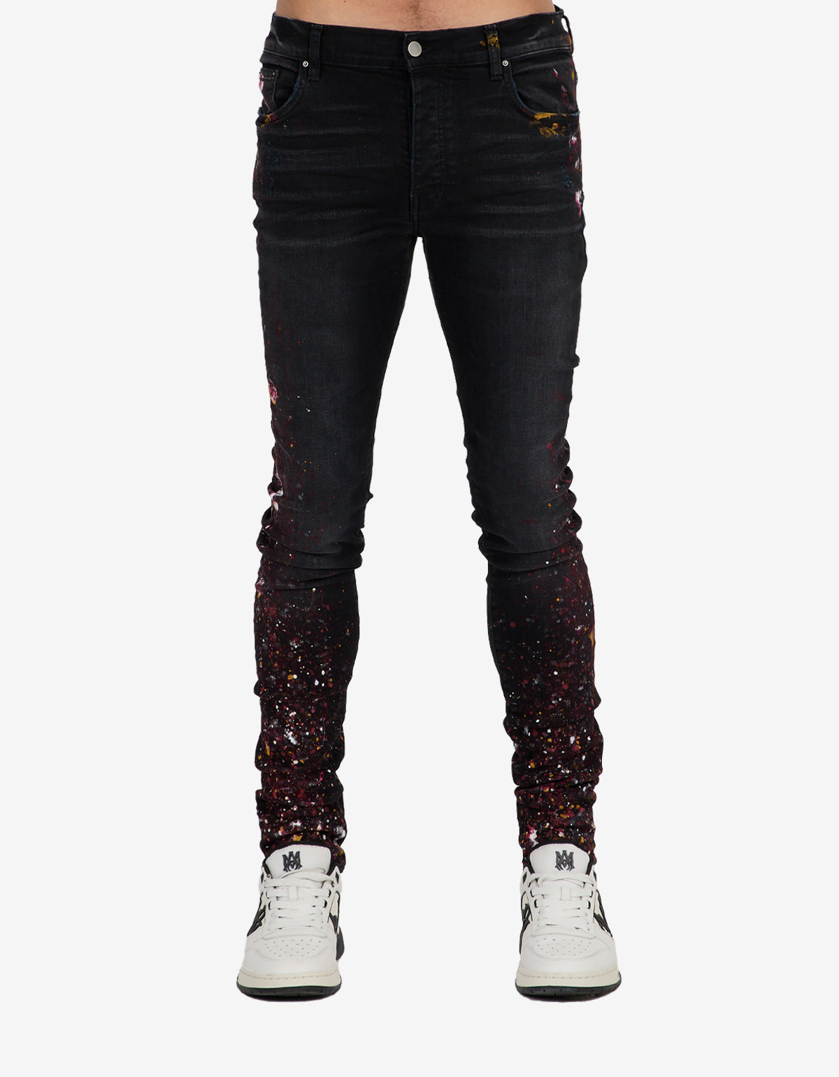 Amiri Paint Splatter Aged Black Jeans