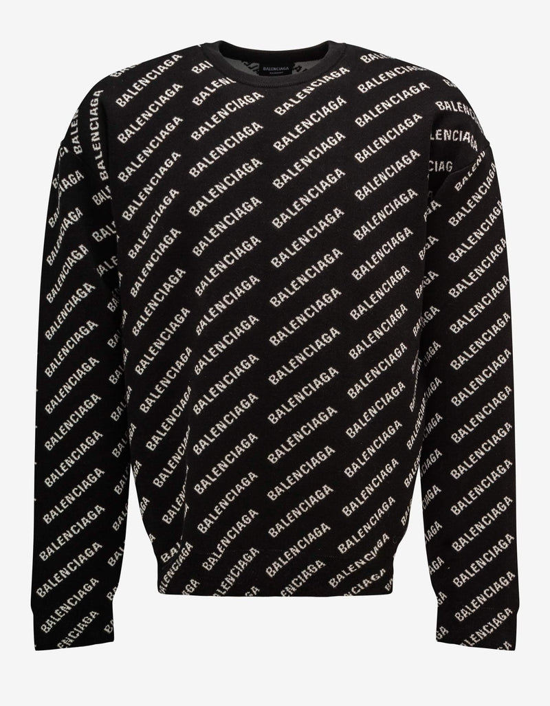 Balenciaga Balenciaga Black Mini Allover Logo Sweater