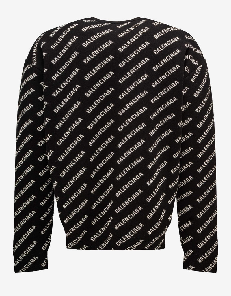 Balenciaga Balenciaga Black Mini Allover Logo Sweater