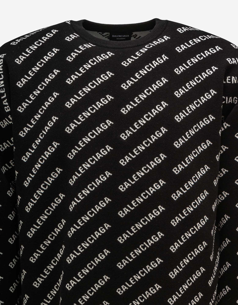 Balenciaga Balenciaga Black Mini Allover Logo Sweater