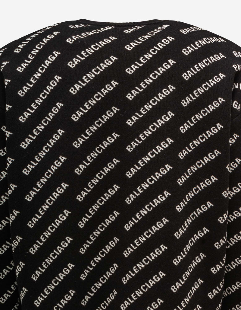 Balenciaga Balenciaga Black Mini Allover Logo Sweater