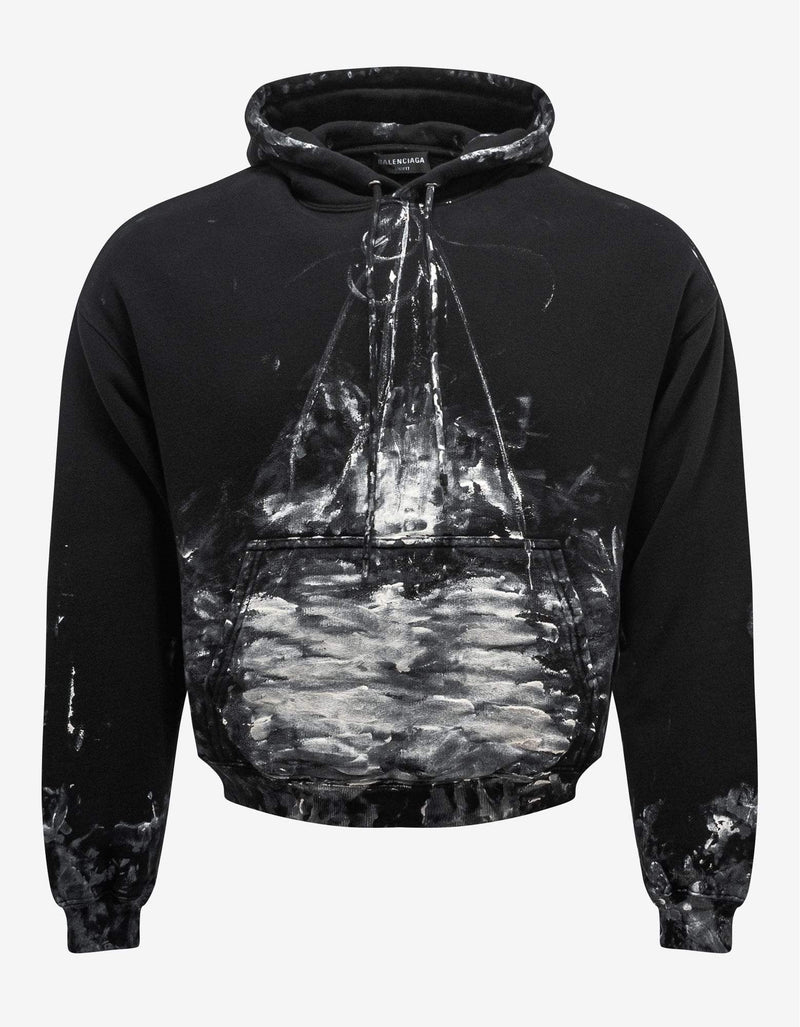 Balenciaga Balenciaga Black Painter Fitted Hoodie