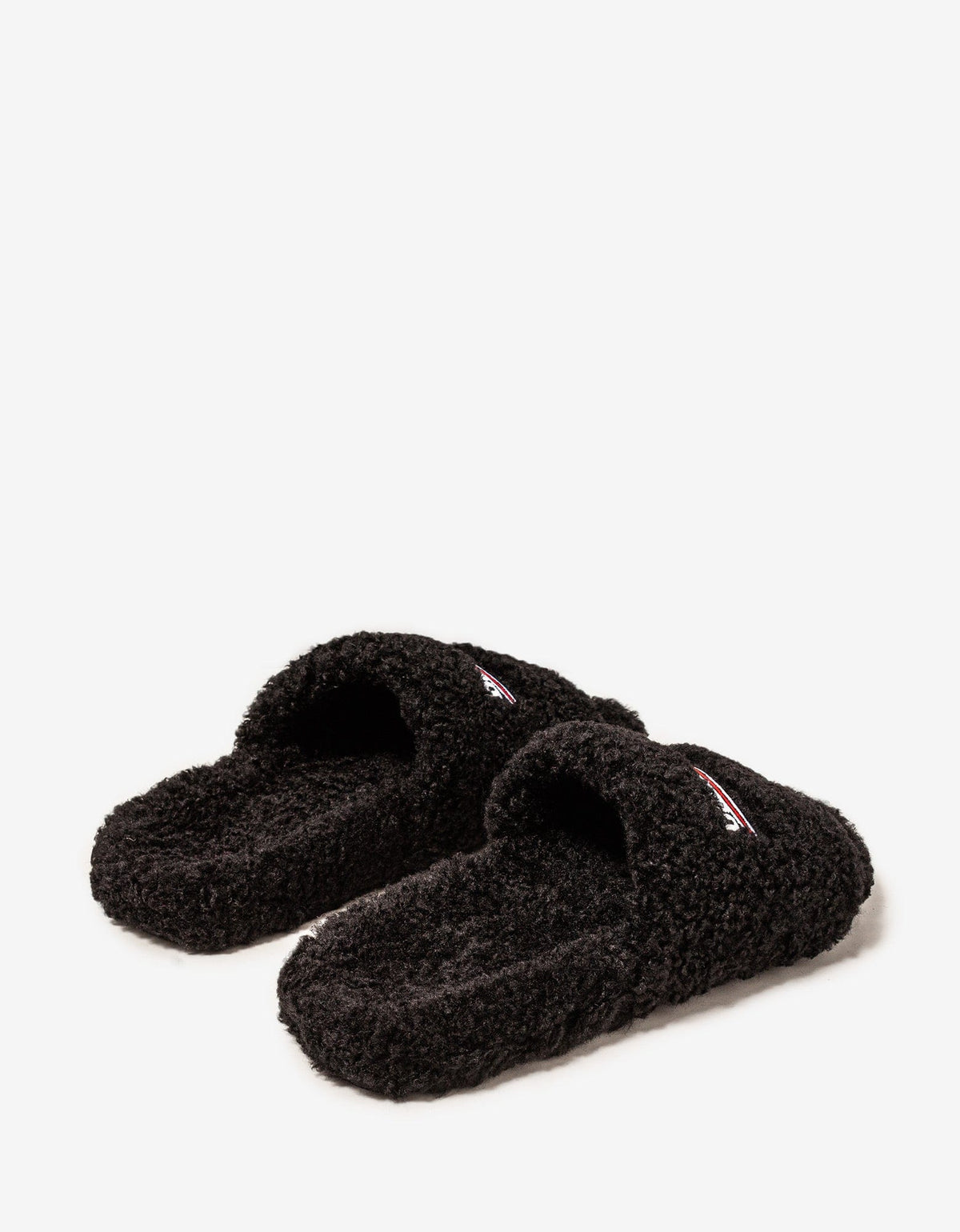 Balenciaga Balenciaga Black Political Logo Furry Slide Sandals