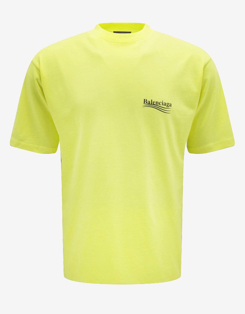 Balenciaga Balenciaga Fluorescent Yellow Political Logo Large Fit T-Shirt