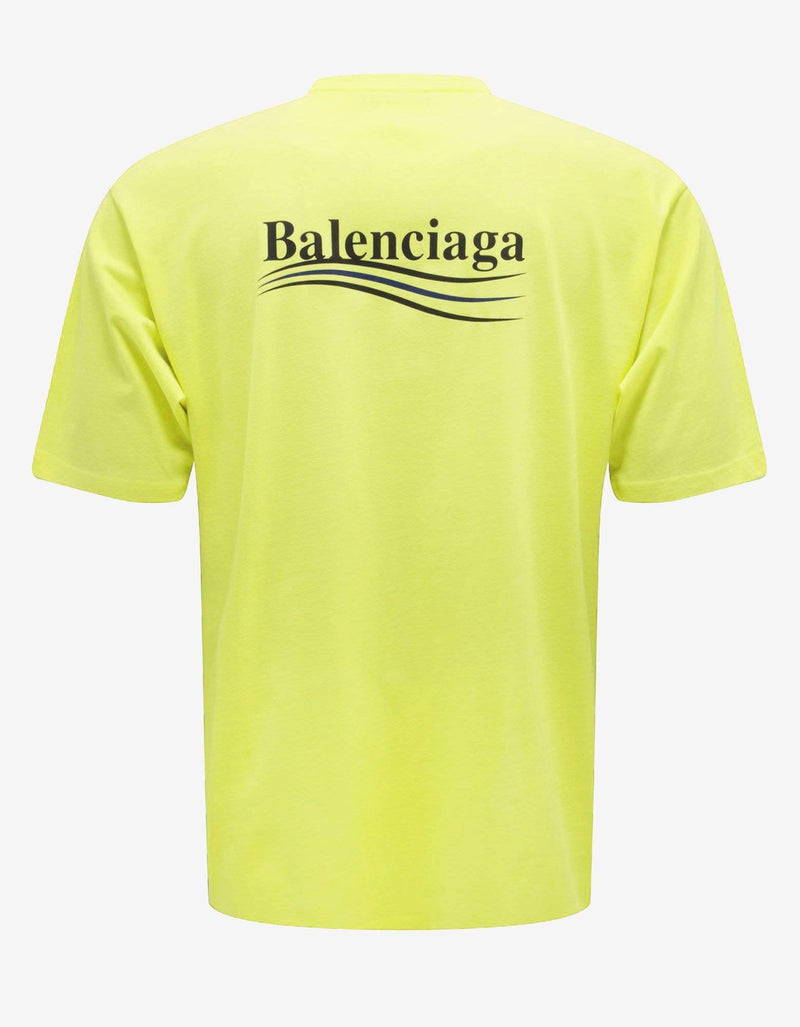 Balenciaga Balenciaga Fluorescent Yellow Political Logo Large Fit T-Shirt