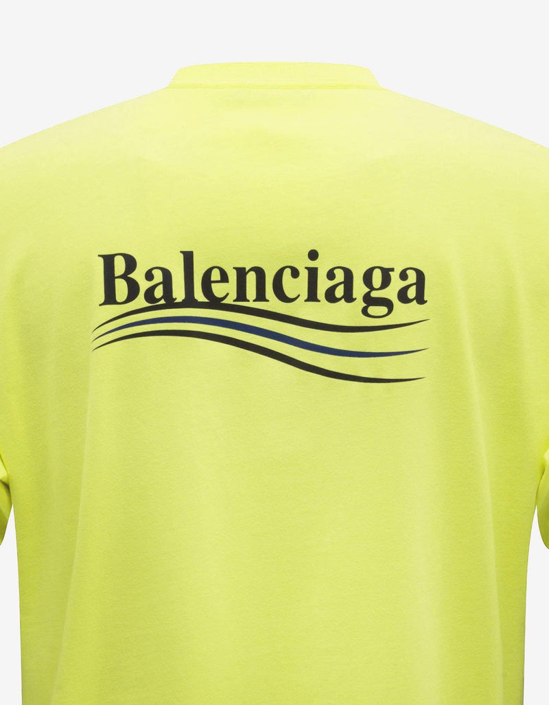 Balenciaga Balenciaga Fluorescent Yellow Political Logo Large Fit T-Shirt