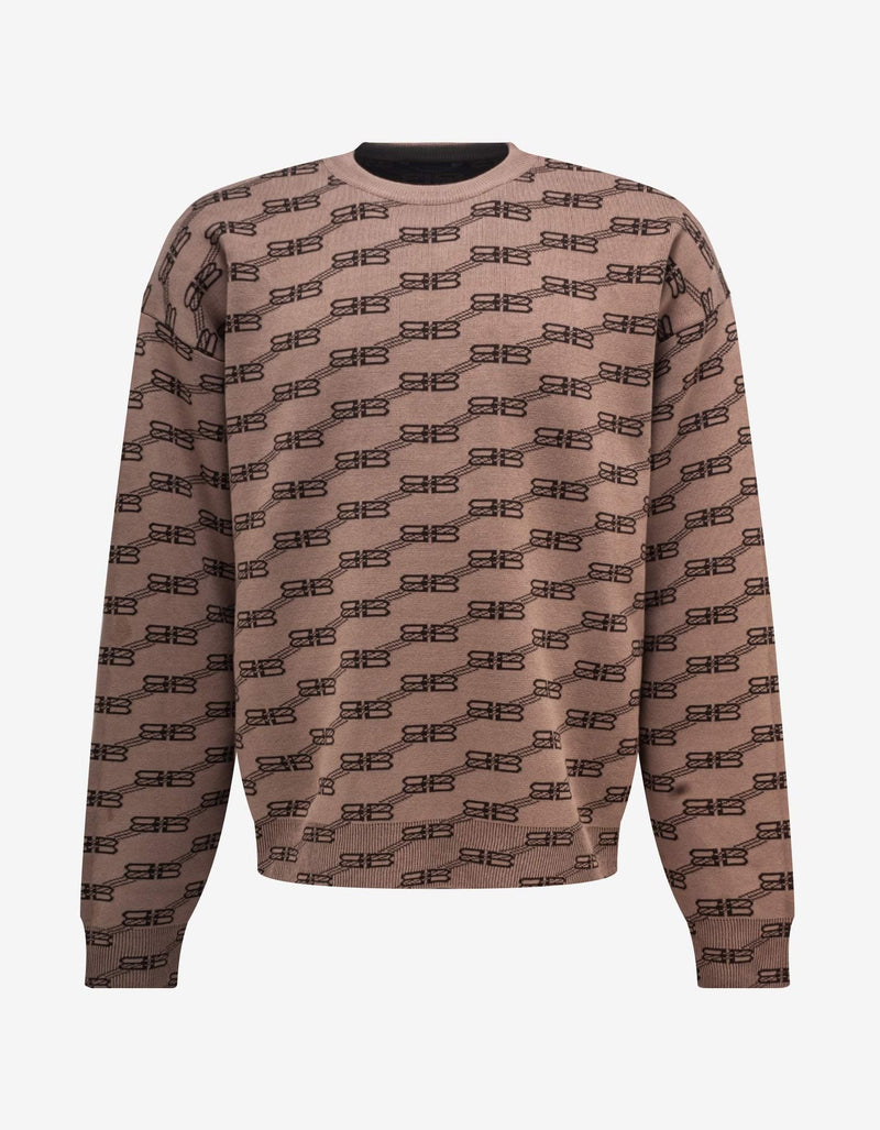 Balenciaga Beige All-Over BB Monogram Sweater