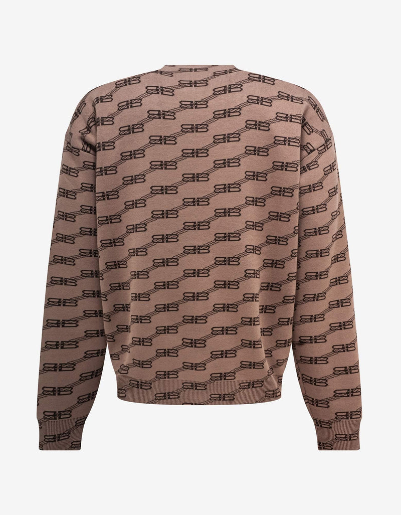 Balenciaga Beige All-Over BB Monogram Sweater